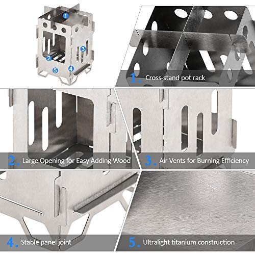 Fogão Externo, Romacci Fogão de acampamento dobrável de titânio Fogão de cozinha ultraleve ao ar liv