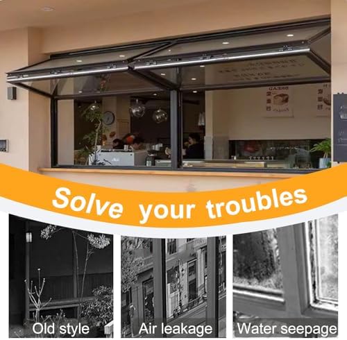 Foldable Sliding Veal Serving Window - 5MM Recessed Aluminum Alloy Double Hung Window for Café, Dining Car, Fast Food Restaurant - Customizable Size (31.4x39.3in)