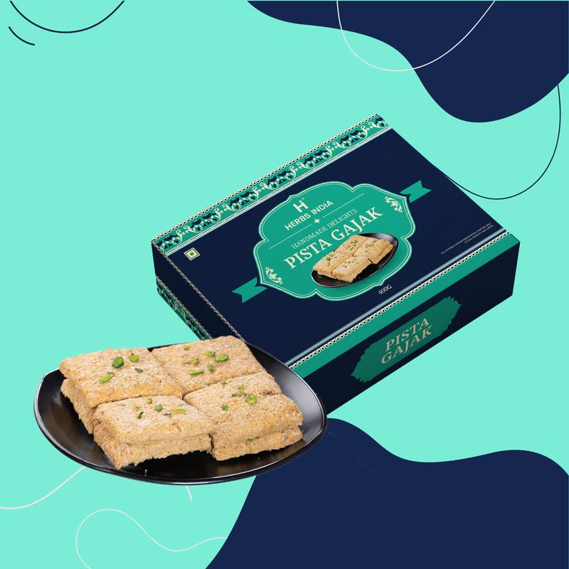 Image of HERBS INDiA Pista Gazak Rajasthani Homemade 400g | Gajjak | Jaggery Sweets | Til Gazzak | Sesame Chikki Snacks | No Added Preservatives and Colours|for Any Occasion