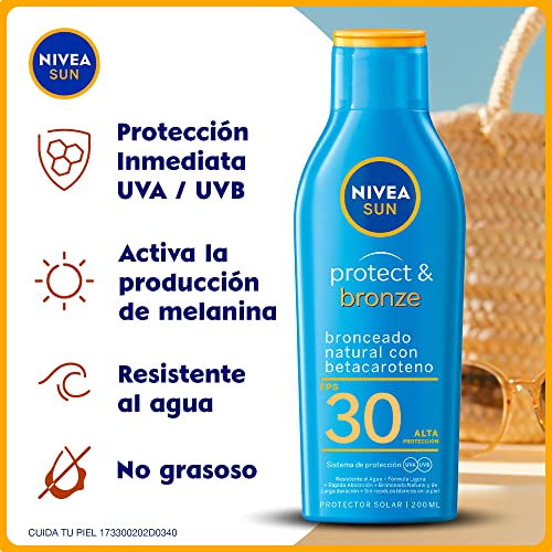 Crème Solaire Nivea Sun Protect & Bronze FPS 30 – Double Action Hydratante – 200 Ml