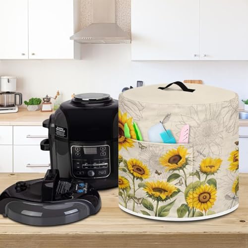 Image of Sunflower Dragonfly Kitchen Utensils Dust Cover Vintage Practical Protective Cover Handheld Convenient Air Fryer Cover Ideal for Taking on Spring Trips Accessories Decorations for 8 Quart