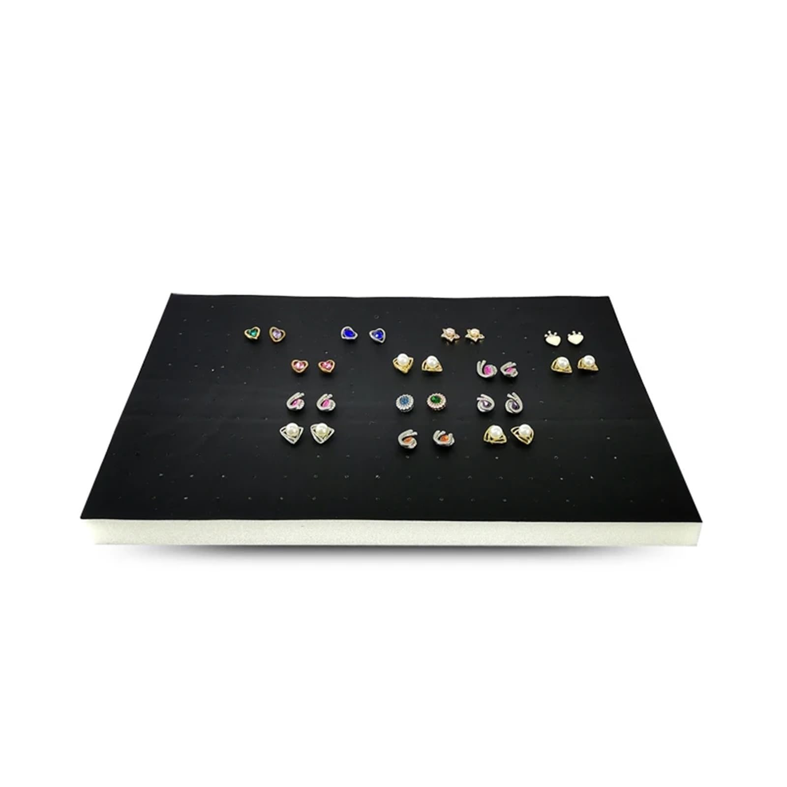 LSNNMU 5pcs 216 Holes Earrings Display Pad Studs Storage Jewelry Tray Inner Box Insert DIY Sponge Mat 33.5 * 22.5 * 1cm For Jewelry(Black PU)