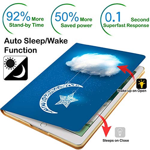Image of iPad mini 5th Mini 4th Generation 7.9 Inch [ Mini 5 4 ] A2133 A1538 MK6K2HN /A MK6J2HN /A MK6L2HN /A MUQY2HN /A MUQW2HN /A Ultra Slim Printed Smart PU Leather Flip Folio Book Cover - Moon & Star