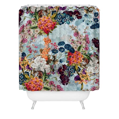 Society6 Shower Curtain - Bathroom Decor by Burcu Korkmazyurek - Extra Long Fabric Shower Curtains for Bathroom, 71" x 74", Summer Botanical Garden VII by Society6 - Used condition - US$51.55