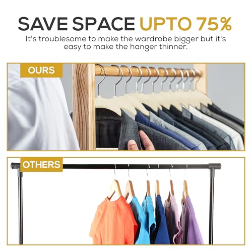Image of Techzoo 50 Pack New Premium Quality Velvet Hangers Ultra Thin Non Slip Adult Felt Space Saving Hangers for Closet Heavy Duty Coat Pants Jackets Dress Hangers 360 Swivel Hook Hold Upto 10 lbs Ivory