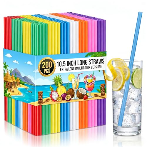 Pitillos plásticos extra largos 10.5" pack 200 miniatura 1