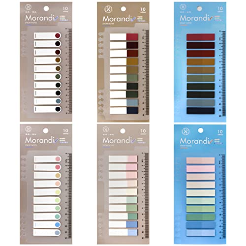1200 Pcs Morandi Sticky Tabs, Book Tabs for Annotating Books, 60 Colors Aesthetic Index Tabs, Writable and Repositionable Translucent Book Flags with Ruler for Reading Notes, Classify File