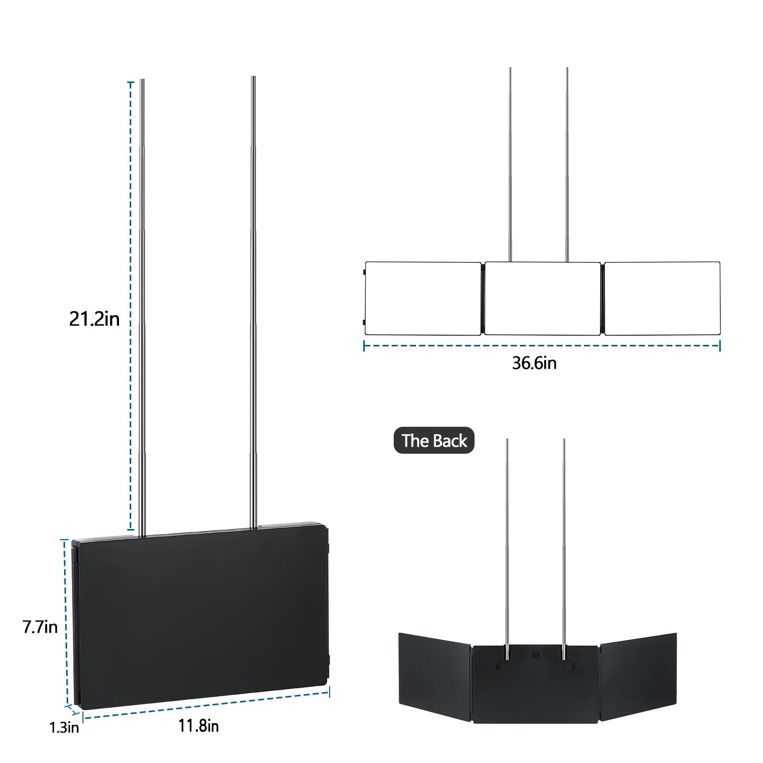 JANMPASK 3-Wege-Spiegel Für Haarschnitt - Höhenverstellbar Mit 10x Vergrößerung