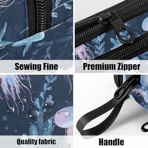 Image of Fustylead Transparent Jellyfish Big Capacity Pencil Pen Case, Multi-Purpose Makeup Bag Organizer Storage Pouch for Office College School Hiking Travel