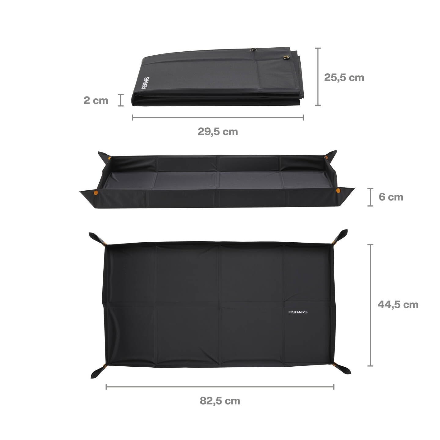Fiskars planting mat, foldable, high mat edge, suitable for repotting 82.5 x 44.5 cm, black, 1071304, black/orange - Image 3