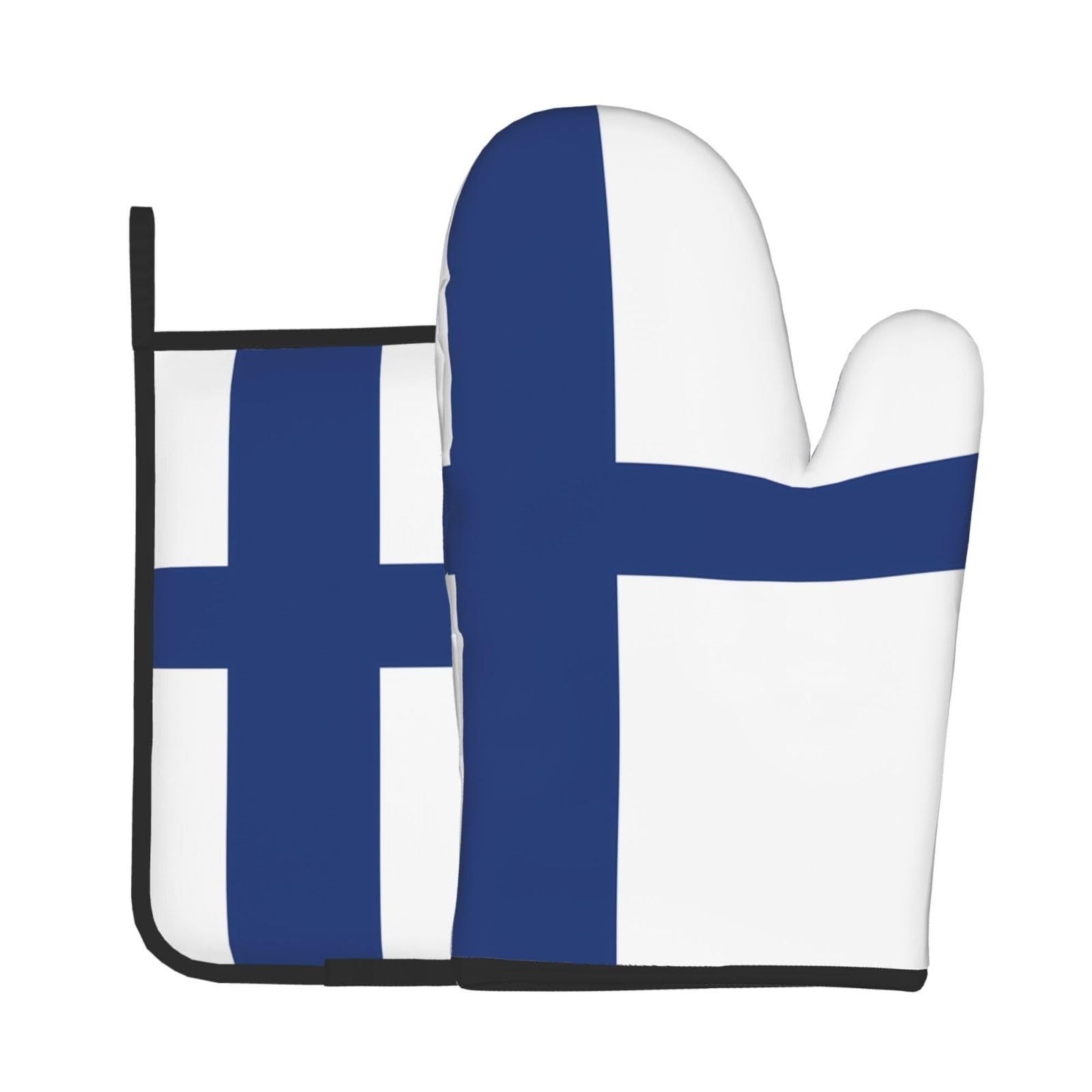 Oven Mitts and Potholders Set of 2 for Kitchen Baking Cooking GrayFinnish Flag Thick and Durable