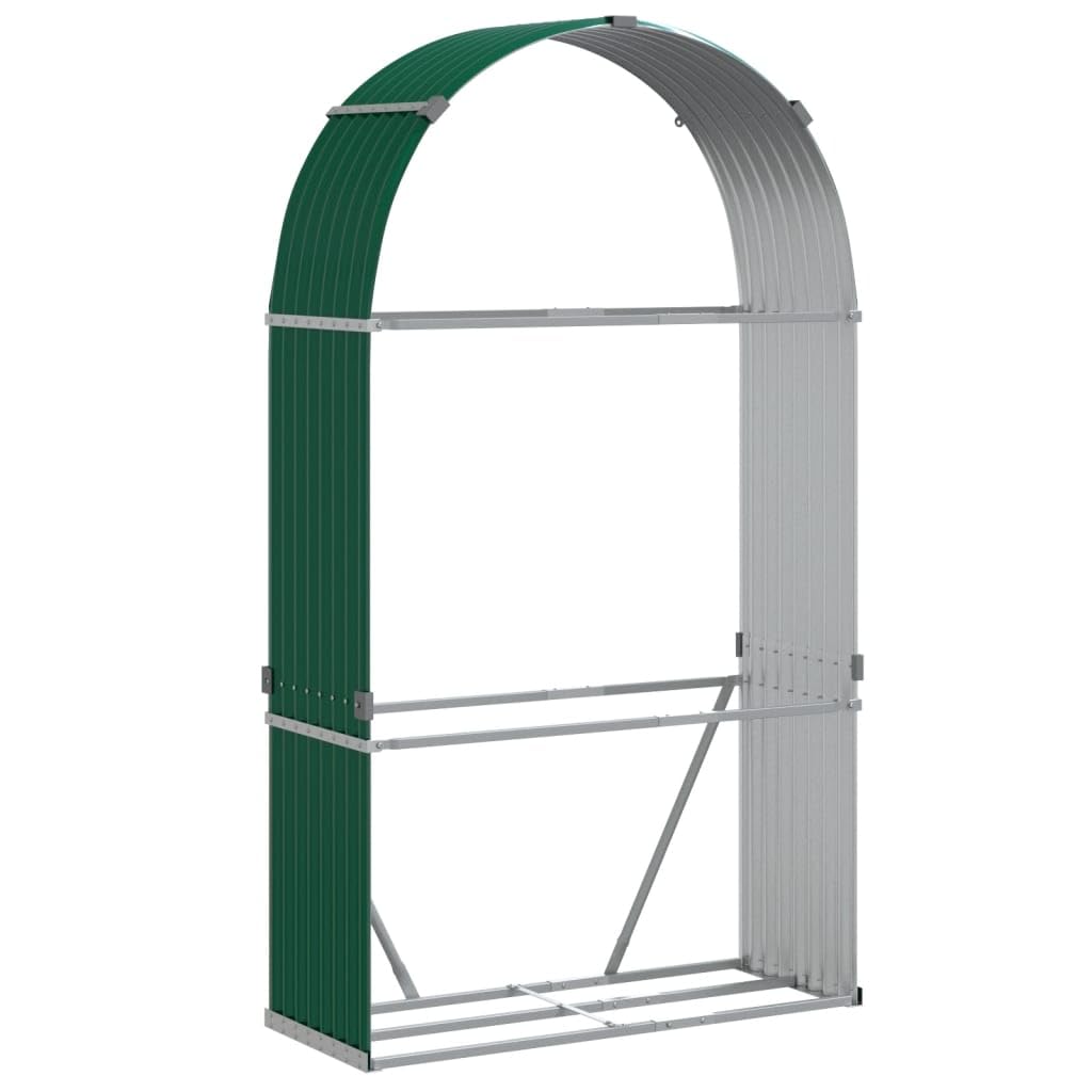 vidaXL Log Holder, Firewood Rack for Fireplace Storage Room, Log Store for Wood Burner Wrought, Wood Storage, Green Galvanised Steel