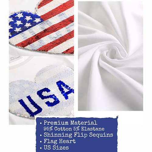 Image of 4th of July Shirts for Girls Patriotic American Flag Kids Clothing