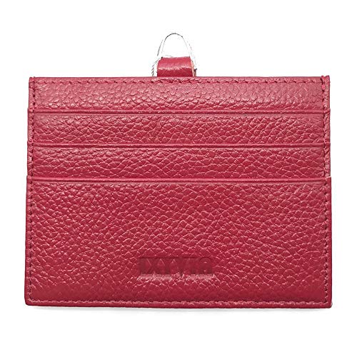 Horizontal Top Grain Leather ID Case, Badge Holder, Card Holder (Dark Red)2