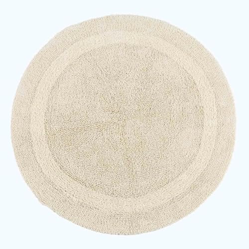 Homescapes Runde Badematte Creme, Premium Badvorleger 80 cm, Badteppich...