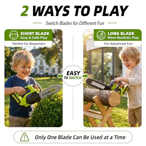 Image of Pandapop 2 in 1 Kids Gardening Tools Set, Christmas Halloween Birthday Gifts, Kids Tool Set for Boys & Girls 3 4 5 6 7 | Toy Chainsaw with Realistic Sounds, Includes Glasses & Gloves, Toddler Outdoor Toys Tools, Christmas Halloween Birthday Gifts