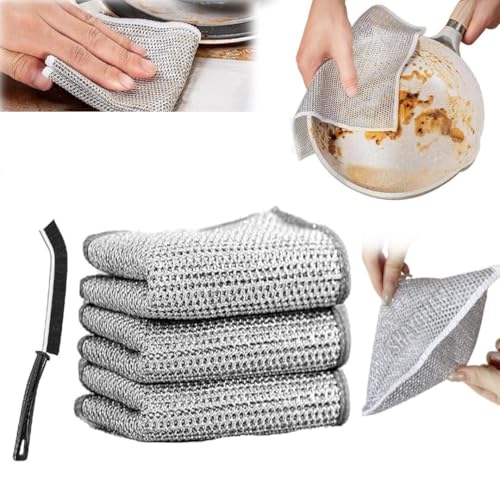 Boniry Mini Gap Bathroom Cleaning Brush, Multipurpose Toilet Cleaner Brush, Hard Bristle Crevice & Tile & Window Cleaning Tools, Kitchen & Stove Cleaner Brush (3 Wire Cloth, 1 Gap Brush, Black)