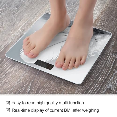Báscula de baño digital con diseño de plumas blancas miniatura 5