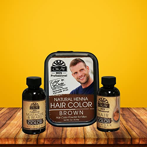 Okay Cor de cabelo de henna masculina, marrom, 59 g (OKAY-MENHHBRW2)
