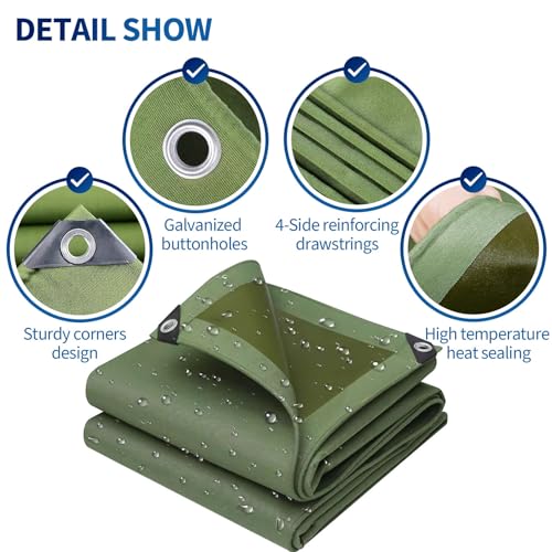 Telo Impermeabile Resistente 1,2x3,6 m, Verde, con Occhielli, Tela Resistente da 600 g/m², Ideale per Campeggio, Escursionismo e situazioni di Emergenza.