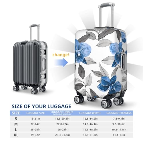 Floral Blue Gray Print Travel Luggage Cover Elastic Baggage Protector For Men Women Fits 18-21 Inch Luggage Suitcase Covers4