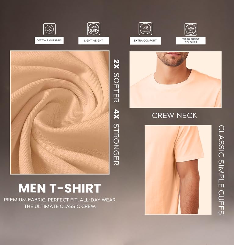 Image of Sleepynuts Men's Regular Fit Round Neck Half Sleeves Solid Casual Wear T-Shirt
