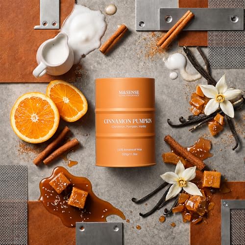 Image of M&SENSE Cinnamon Pumpkin Scented Candles Christmas Decor,Natural Non Toxic, Aromatherapy Candle for Stress Relief Meditation Relaxing, Housewarming Gifts for Women Men, 11.3oz 70 Hour Christmas Candle