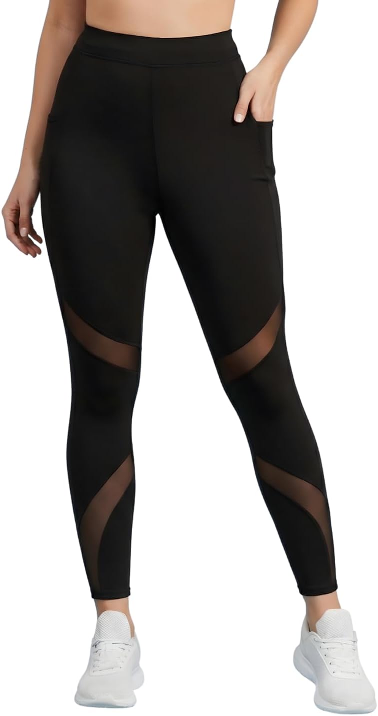 BLINKIN Stretchable Gym Pants for Women Workout : The Ultimate Yoga Pants | Workout Lowers | Gym Track Pants for Woman with Mesh Insert & Side Pockets (2670)