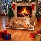 Heated Dog Bed, 30×20 Inch Memory Foam Pet Bed, Orthopedic Dog Bed with Timing Nine Gears Smart Switch for Small and Medium Dogs Soft, Removable Cotton Sleeve