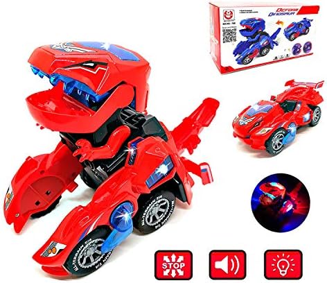 FUGZ Dinosaur Toys Gifts for 4-8 Year Old Boys, Transforming Toys, Dinosaur LED Cars Toys Combined Into One for Boys Toddlers Girls Kids Gifts.