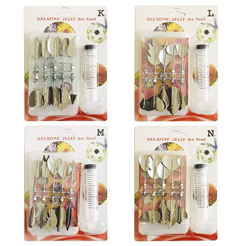 Woohome 3D Jelly Gelatina Herramientas, 40 Pz Jelly Art Tools Arte Conjunto de Torta de la Flor del Acero Inoxidable Agujas, Estilo KLMN