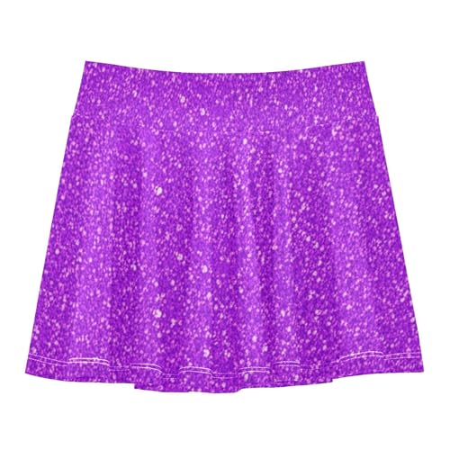 Cute Athletic Shorts for Girls Skorts Tennis Skirts for Kids Pleated Glitter Texture Purple Sparkling 4t