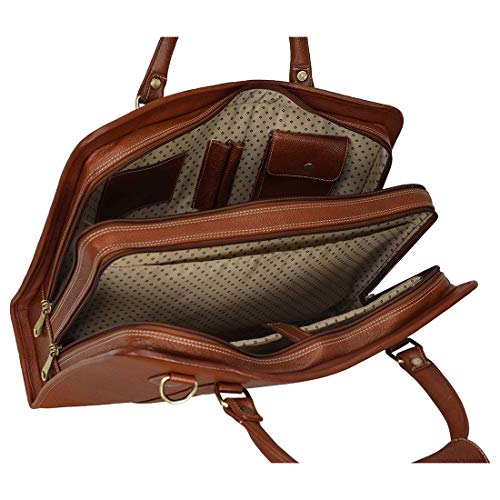 Image of HYATT Leather Accessories 16 Inch Full Grain Natural Leather Laptop Messenger & Shoulder Bags For Men 24 Litres Capacity Upto16 inch Laptop Compartment Dimension-L-16 X H-12 X W-4 Inch Weight-1 KG