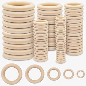 Kurtzy Natural Wooden Ring (Pack of 100) – 5 Sizes – 1.5-5.5 cm Outer Diameter – Macrame Wood Ring, Craft, Decoration, Jewellery