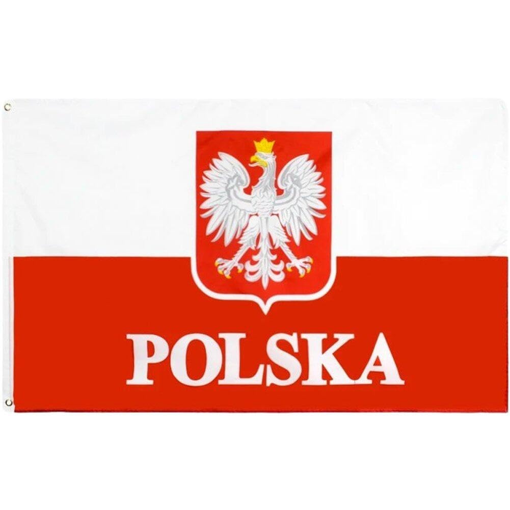Polish Eagle Flag Vivid Color and Uv Fade Resistant Poland National Flag Polyester Outdoor Banner with Brass Grommets