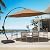 LAUSAINT HOME Outdoor Patio Umbrella with Base Included, 10ft Large Sun Shade Cantilever Umbrella Deluxe Curvy Aluminum Offset Hanging Umbrella with 360° Rotation for Pool, Deck, Lawn (Tan)