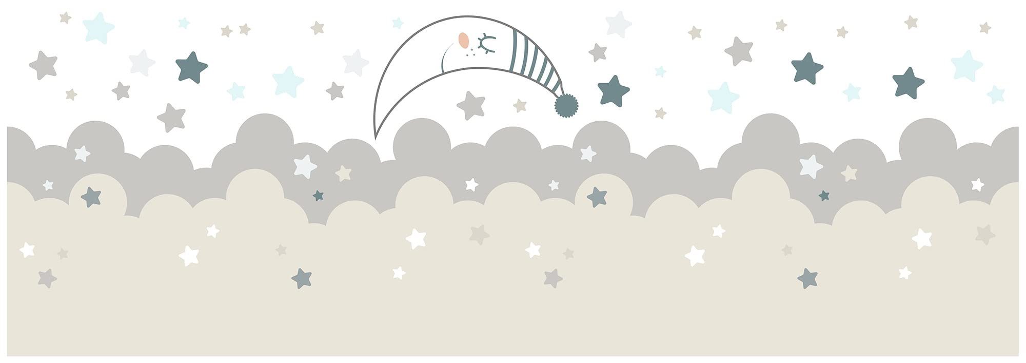 CREARREDA Adesivi Murali per Bambini Buona Notte Misura 100_x_280_cm Decorazione per la Cameretta dei Bambini Made in Italy Adesivi Murali Luna e Nuvole Adesivo Murale Gigante delle Nuvole, 81156