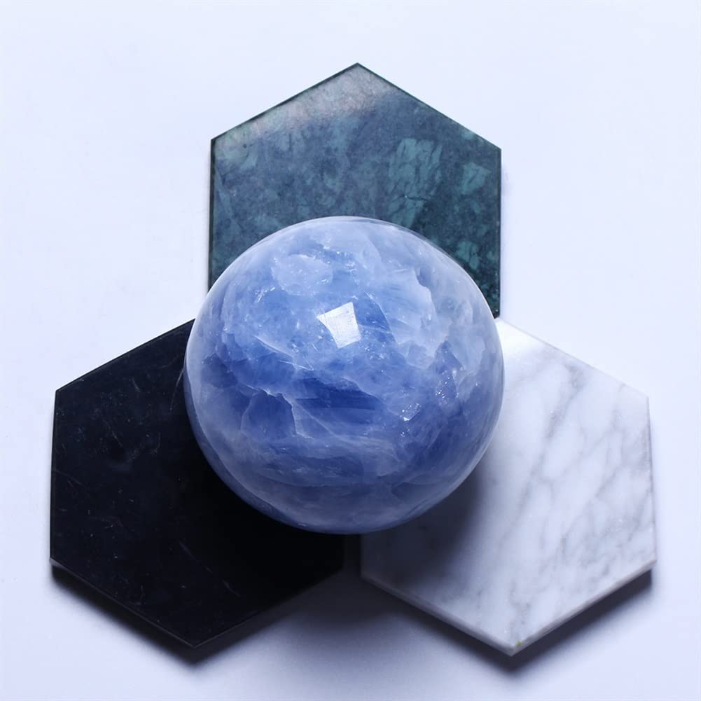 Amazon.co.jp: UYSELA 天然結晶球体青色方解石結晶ボールブルー