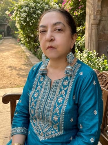 Image of Fuschianet Accessories New Improved Maula Mere Maula Husna Blue Silver Alloy Oxidized Paisley Large Jhumka Earrings for Women and Girls