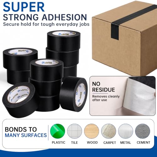 Image of Oleitodh Black Duct Tape Bulk, 2 Inches x 30 Yards, 22 Pack