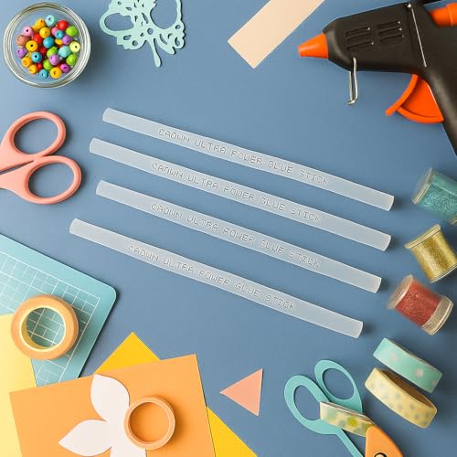 Image of Crown Ultra Power Semi Clear Glue Sticks 20Pcs Pack 220mm x 11mm | Heavy Duty Strong Bonding Hot Melt Glue Gun Refill for Professional Industrial Use, DIY Craft, Wood, Repair, Home & Office Use