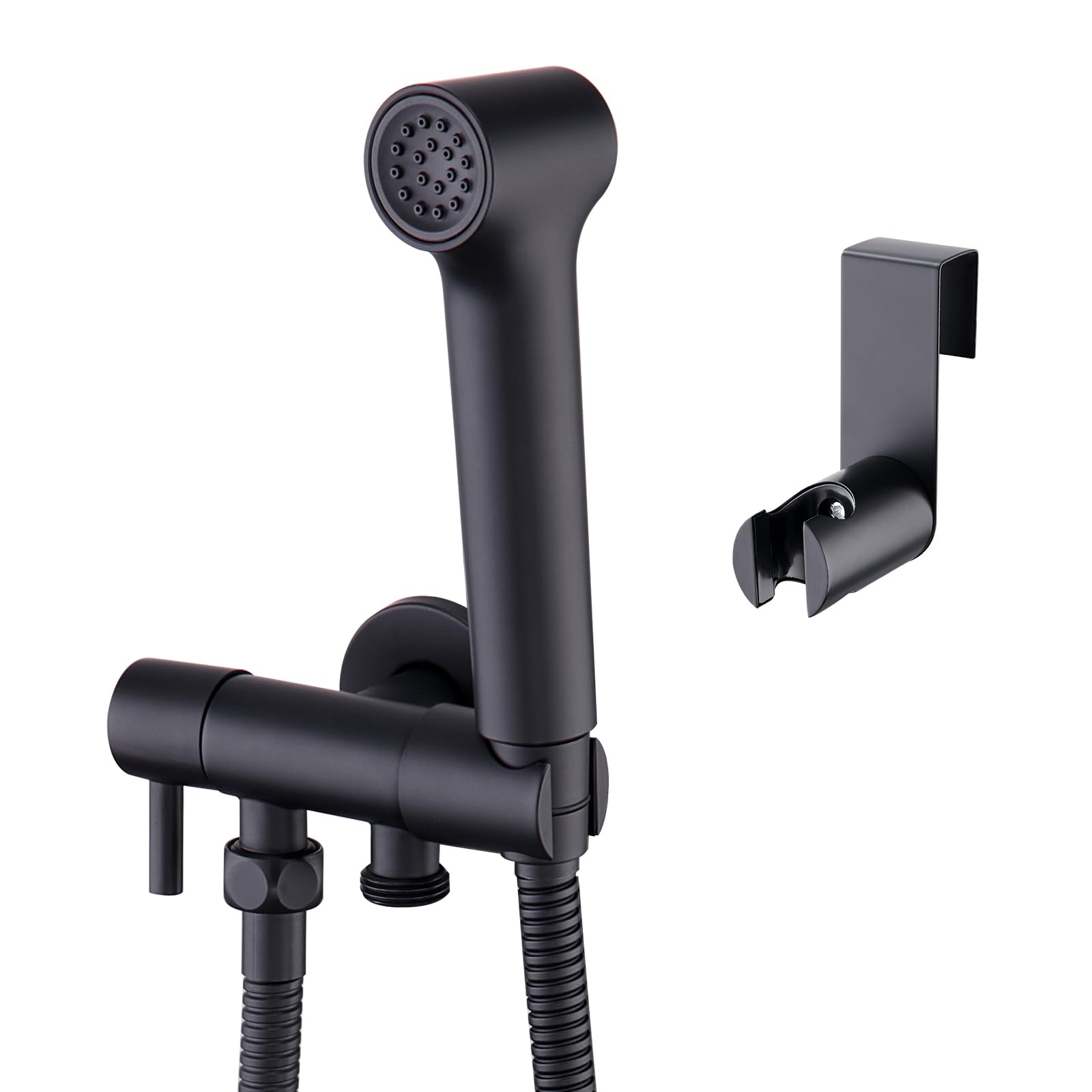 Faustina Bidé Ducha de Mano Conjunto de higiene personal para WC cuarto de baño, Grifo de Fijación con Pistola de Pulverización ajustable Bidé Ducha, montaje en pared de Latón negro mate