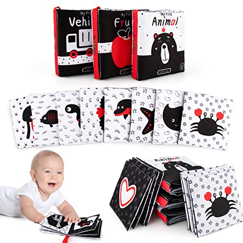 Image of beetoy Soft Baby Books with High Contrast Cloth Cards, Black and White Sensory Baby Toys, Crinkle Books Early Learning Toy for Tummy Time, Newborn Books Infant Toys 0-6 Months (11 PCS)