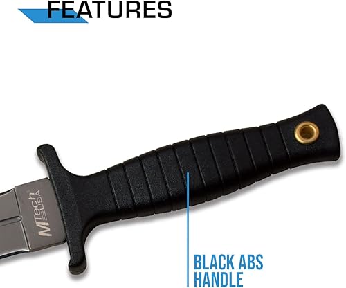 Miniatura 4 de MTECH USA MT-20–77GY – Cuchillo de hoja fija de doble filo, con mango, color negro gris, 11,25 pulgadas