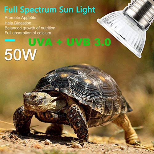 OMAYKEY 3 Pack 50W UVA + UVB Full Spectrum Sun Lamp Sunbathe Heat Lamp/Bulb/Light for Lizard Reptiles & Amphibians