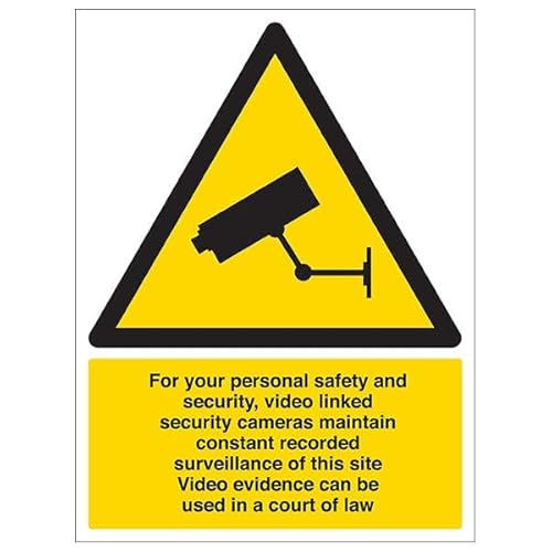 V Safety CCTV - For Your Personal Safety and Security 150 x 200mm - 2mm Rigid Plastic Safety Sign