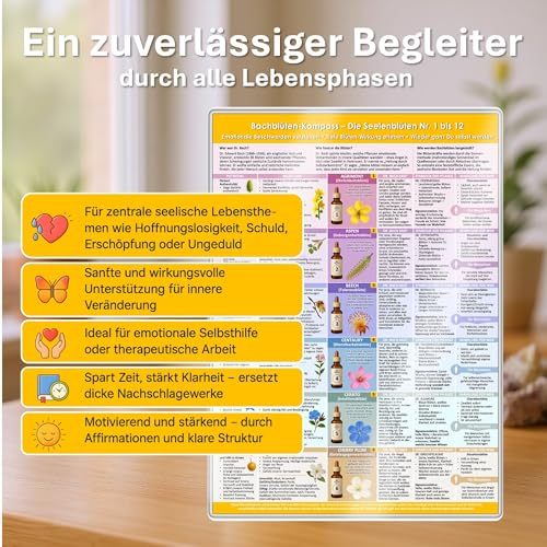 [5er Set] Der sanfte Naturheil-Kompass für Körper & Seele – mit allen 38 Bachblüten & 24 Schüßler-Salze: Behutsam körperlichen & seelischen ... & ... & Selbstanwender (DINA 4, laminiert)