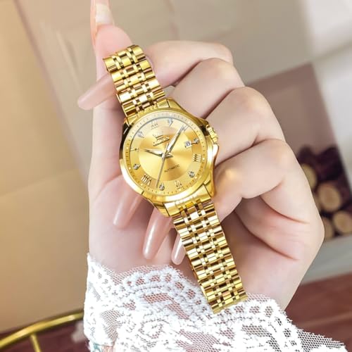 Image of OLEVS Womens Automatic Watch Diamond Luxury Date Ladies Dress Classic Self Winding Wrist Watches