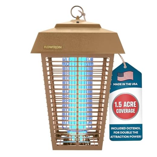 Flowtron Bug Zapper, 1-1/2 Acre of Outdoor Coverage with Powerful 80W Bulb & 5600V Instant Killing Grid, Electric Insect, Fly & Mosquito Zapper, Made in The USA, UL Certified - Tan Color