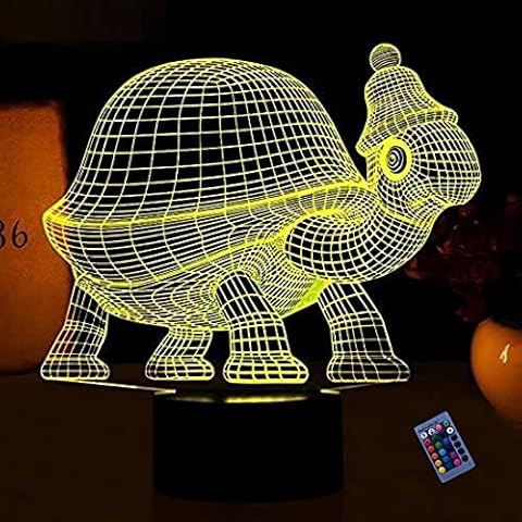 Optical Illusion 3D Tortoise Night Light 16 Colors Changing USB Power Remote Control Touch Switch Decor Lamp LED Table Desk Lamp Brithday Children Kids Christmas Xmas Gift Cover